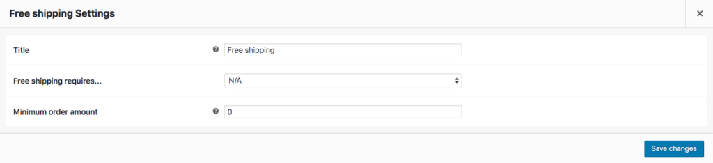 Free shipping settings