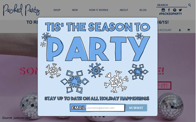 Holiday pop-up example