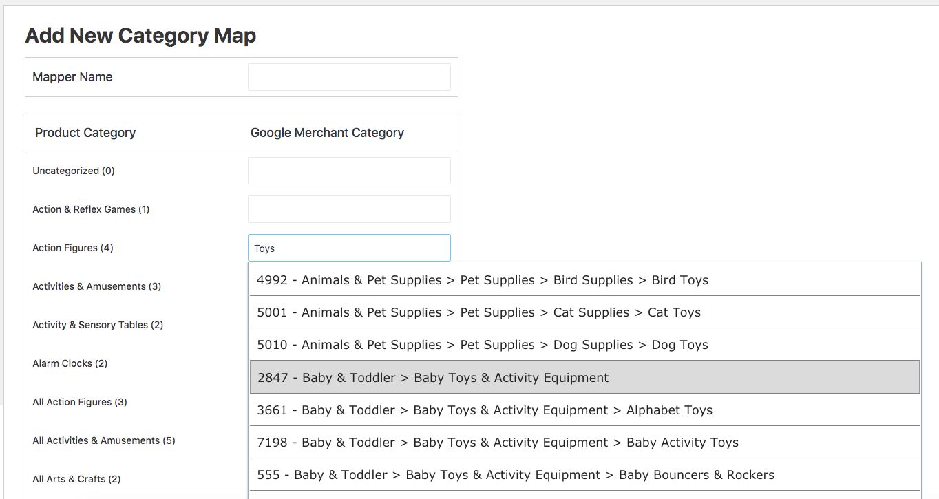 Category Mapping example