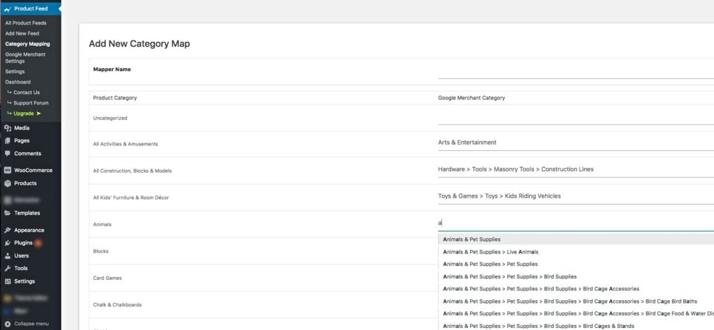 Category Mapping using WPFM