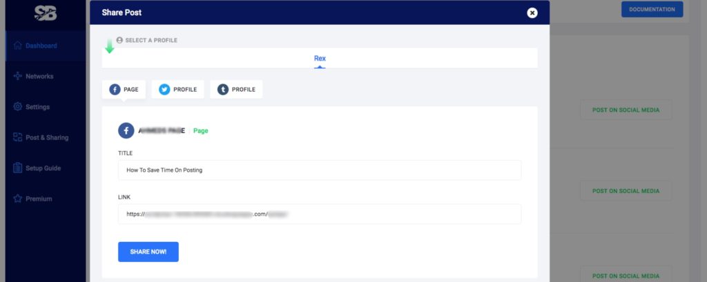 Dashboard Share Now