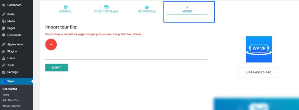 Import tab