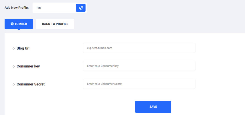 Connect To Tumblr Form