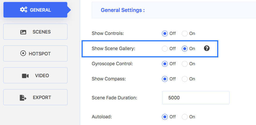 Scene gallery on