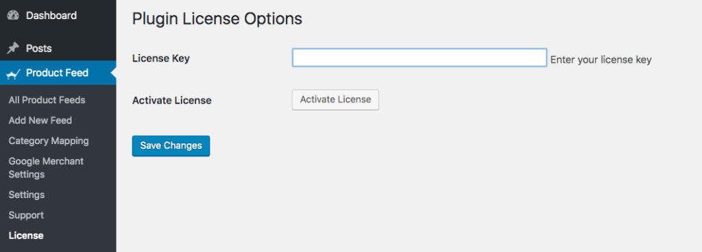 WooCommerce Product Feed Manager Pro License Page
