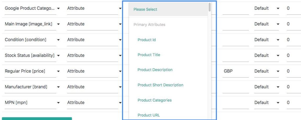 Google Product Categories Attribute values