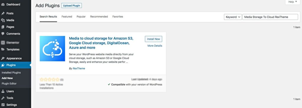 Media storage to cloud search