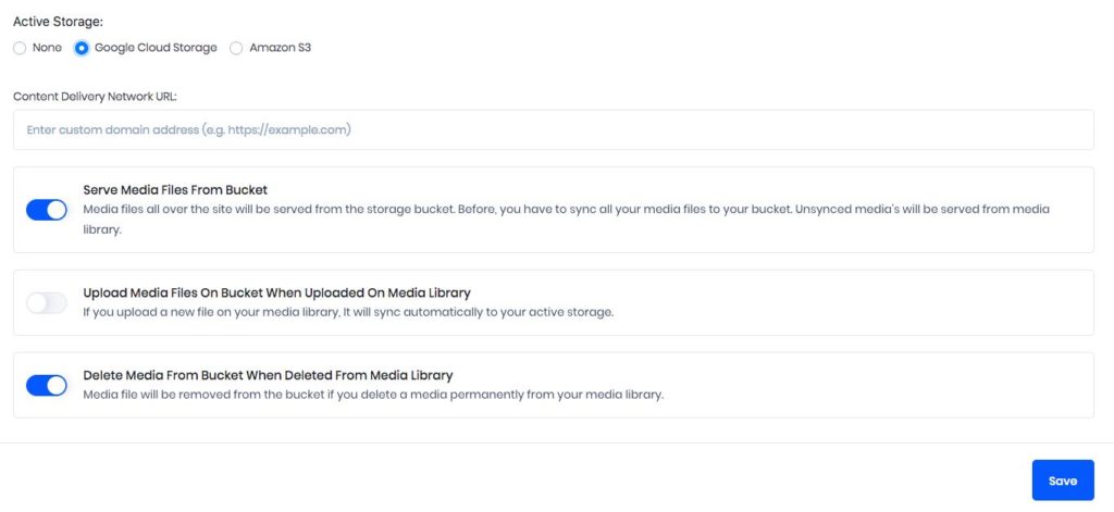 Opties instellen Google Cloud Storage-Bucket