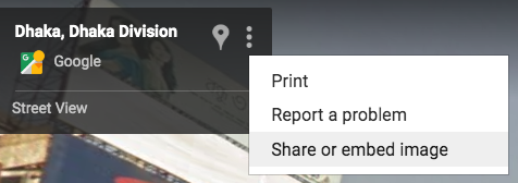 Street View Share/Embed Option