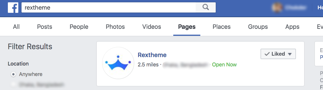 RexTheme on fb search