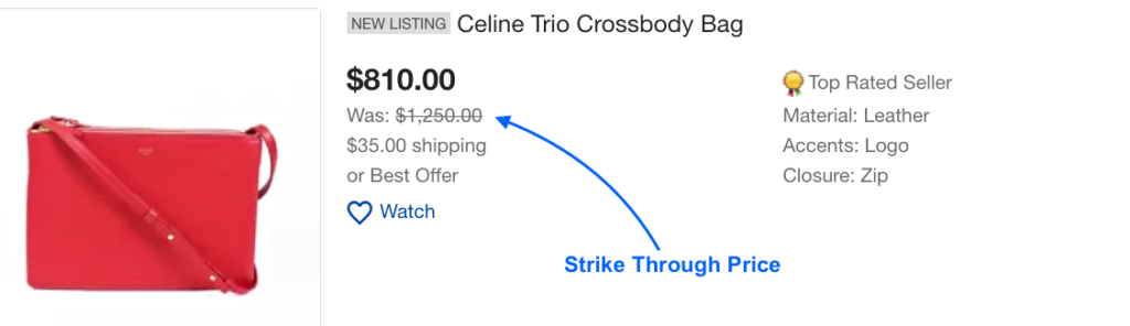 Strike through price example