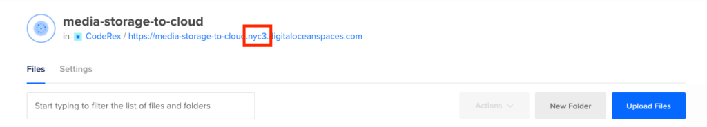 DigitalOcean Spaces Region