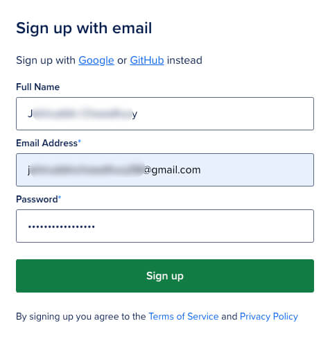 DigitalOcean Signup Credentials