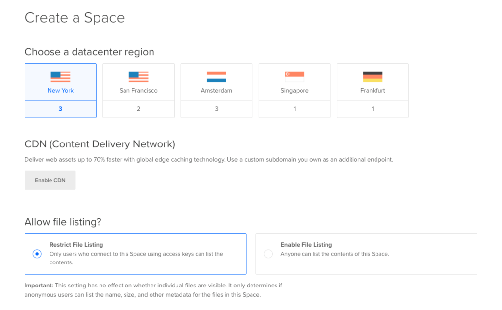 7. New DigitalOcean Space Settings