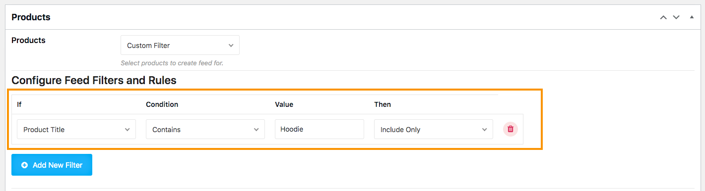 Custom filter set example