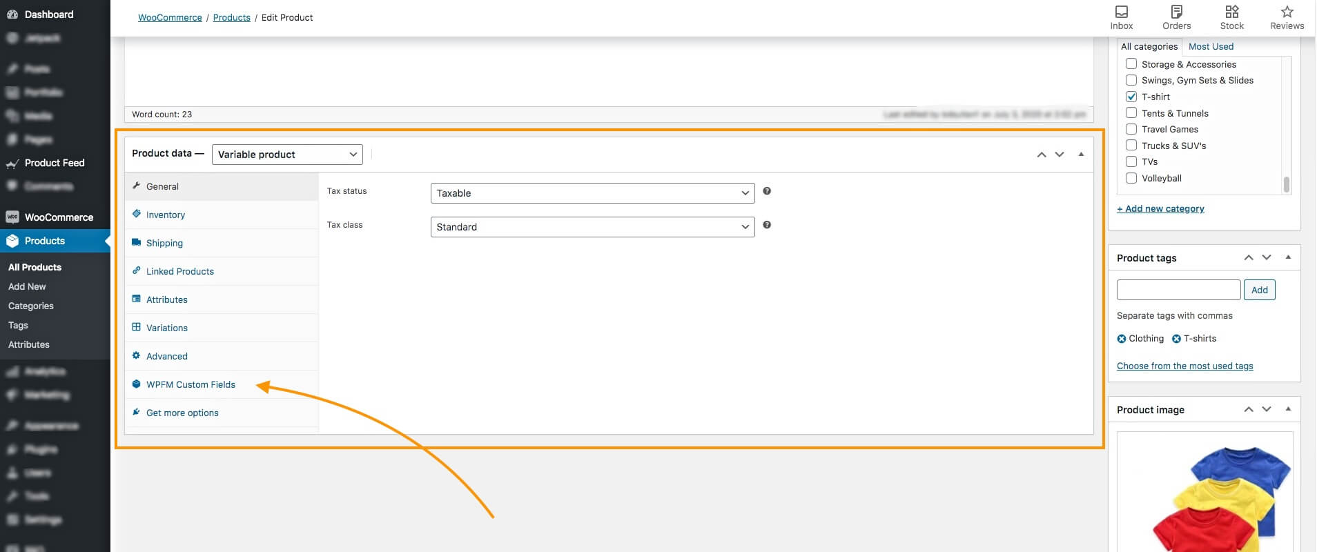 Product data variable product