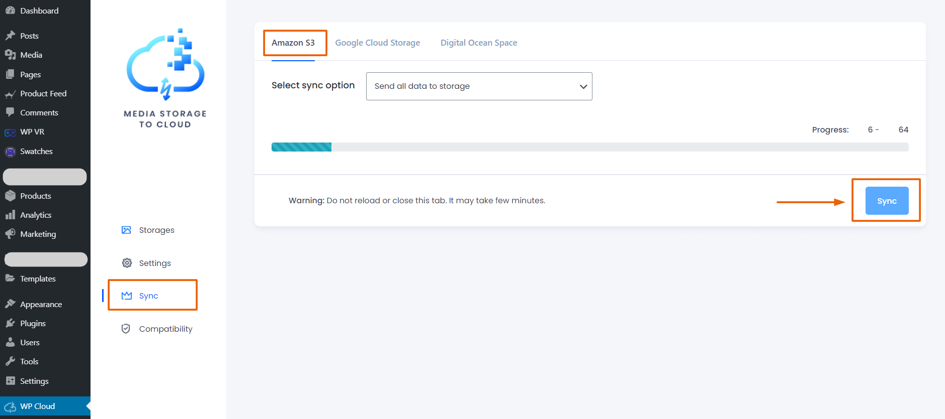 Media Storage to Cloud plugin sync