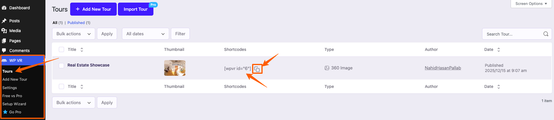 How To use a WPVR Shortcode to Embed a Virtual Tour 1