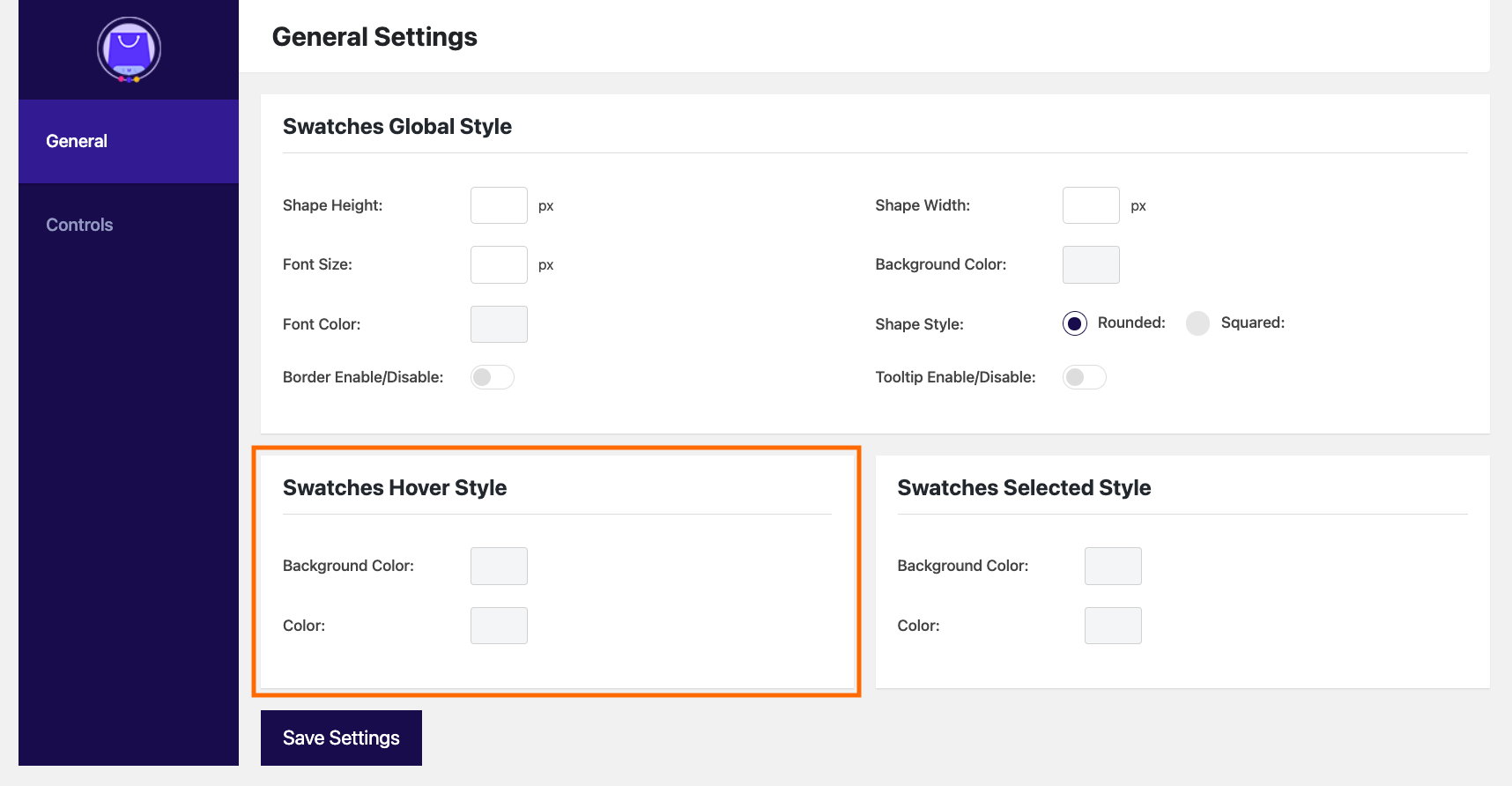 Variation Swatch Hover Style