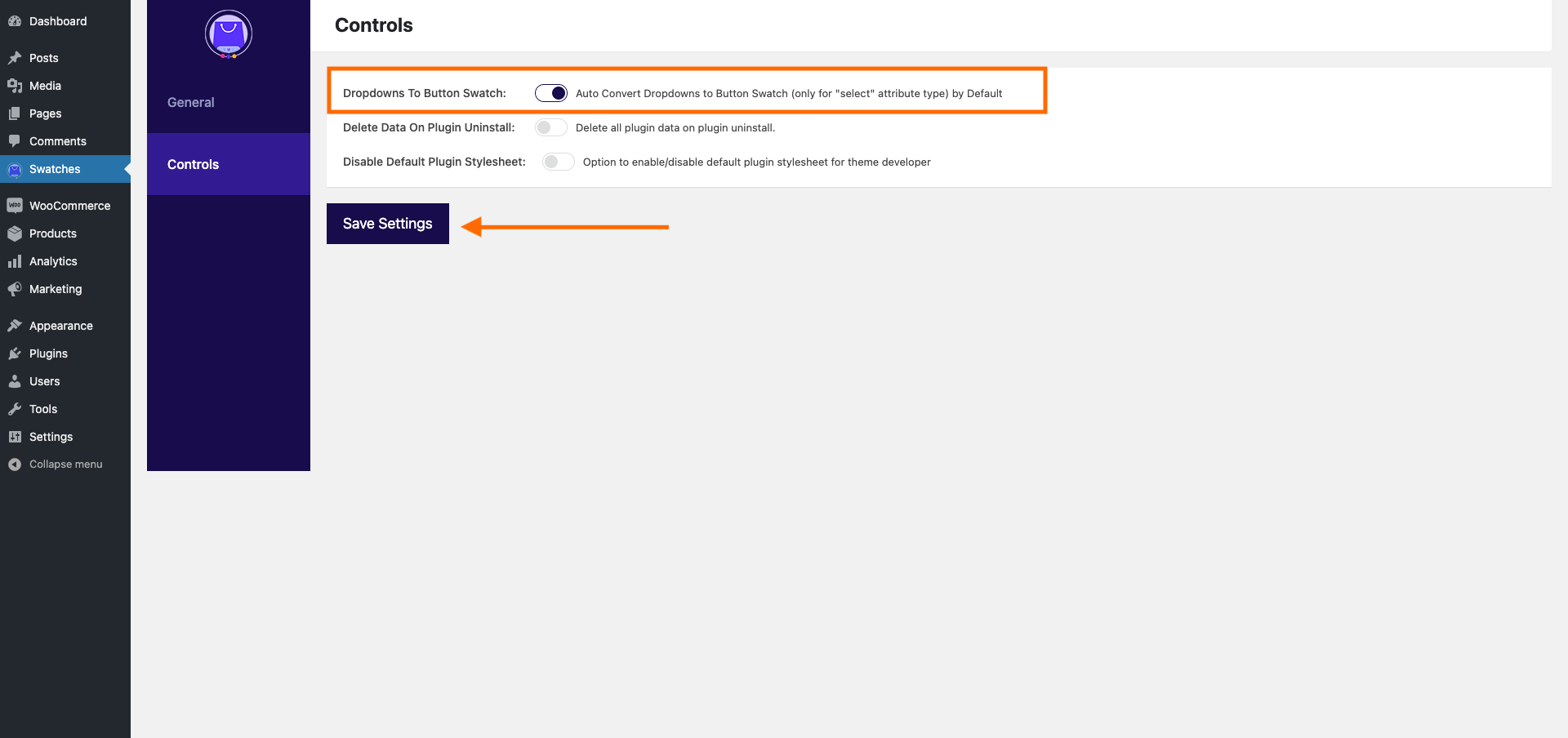 Enable Dropdown to Button Swatch