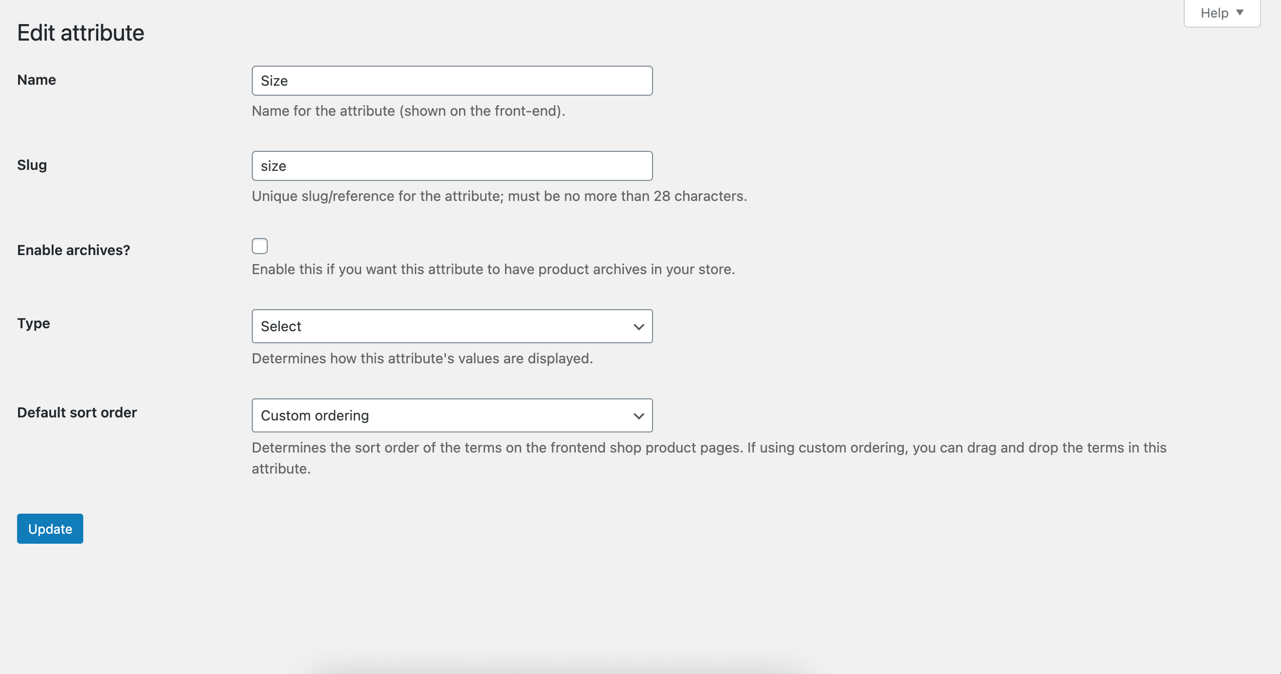 Edit Product Attributes