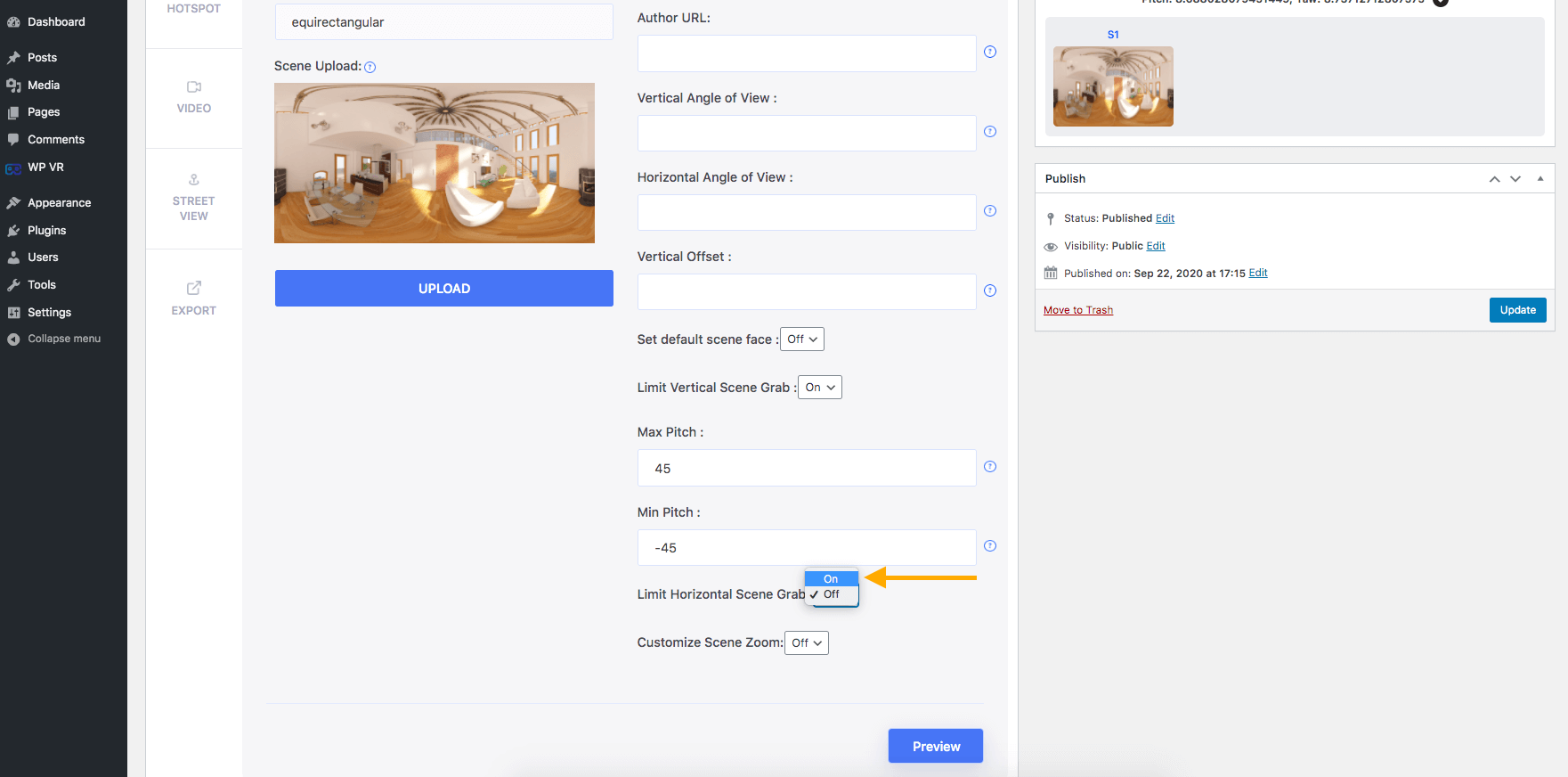 Enable Horizontal Scene Grab Limit