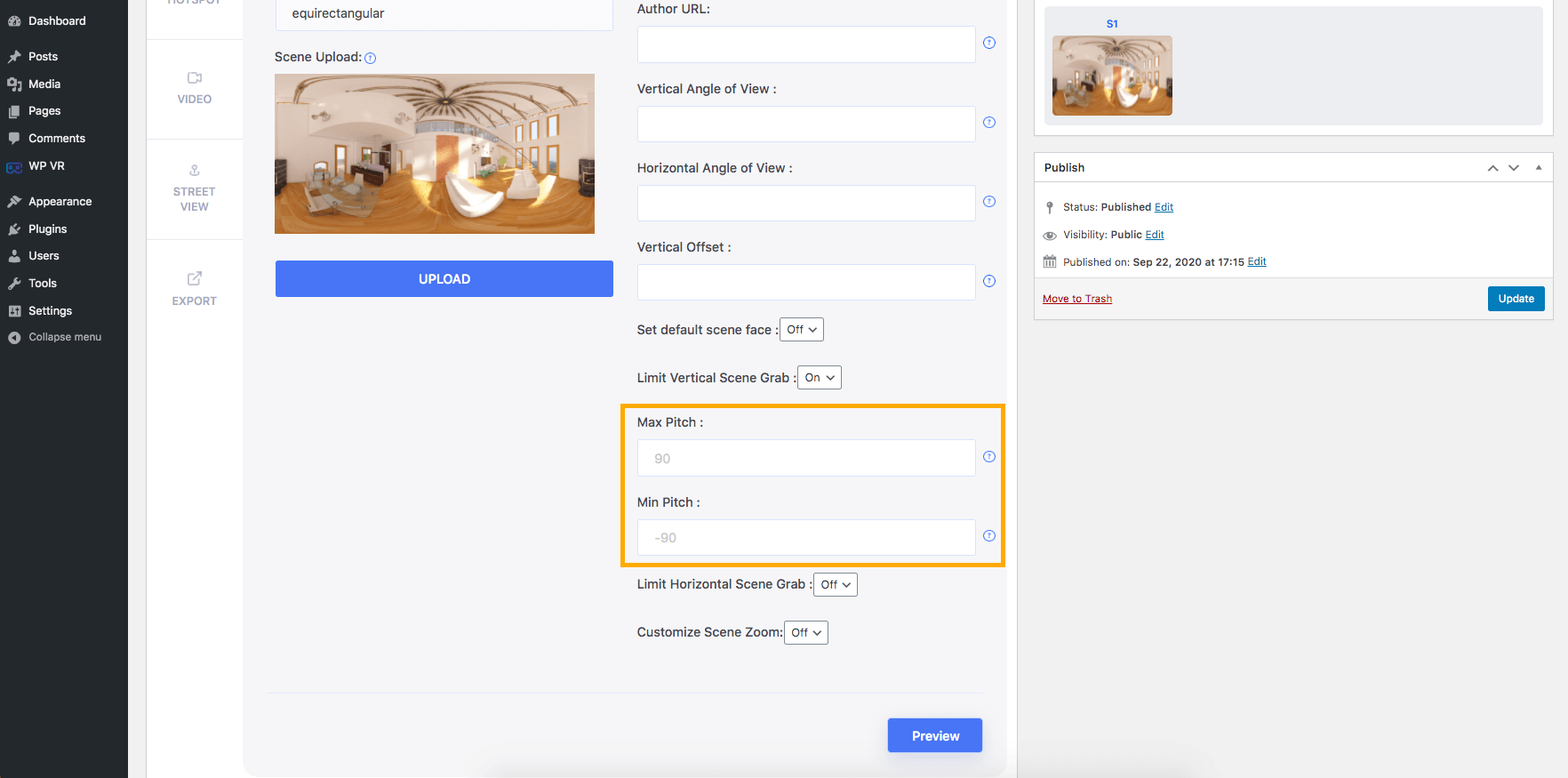 Vertical Scene Grab Limit Options