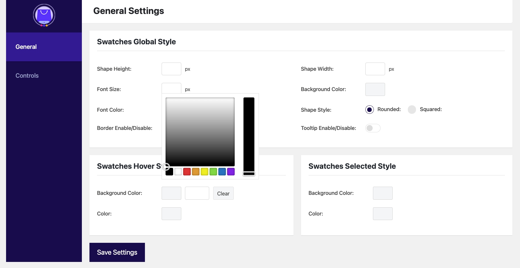 Change Background Color of Swatches