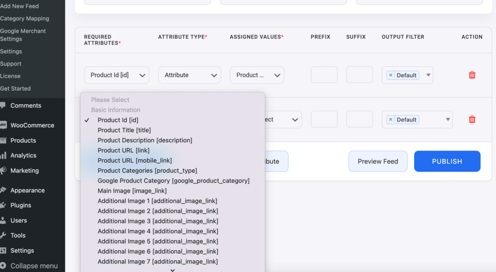 product attributes