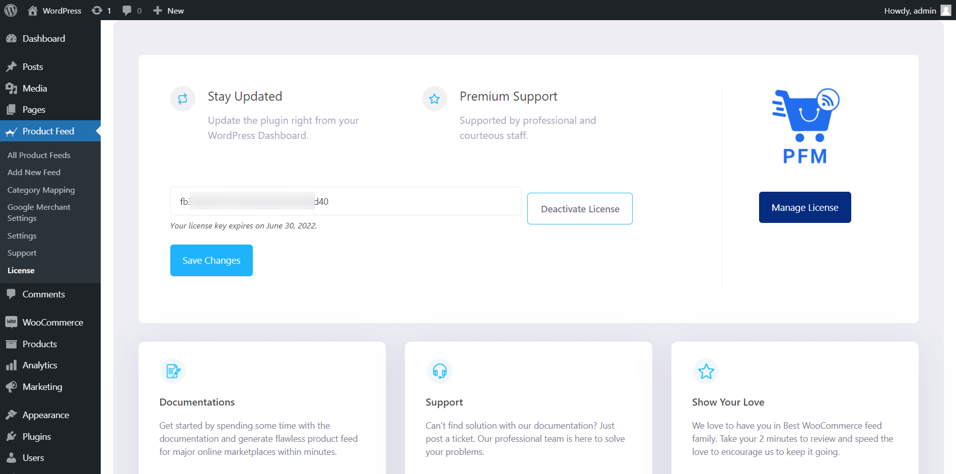 Product Feed Manager Deactivate License