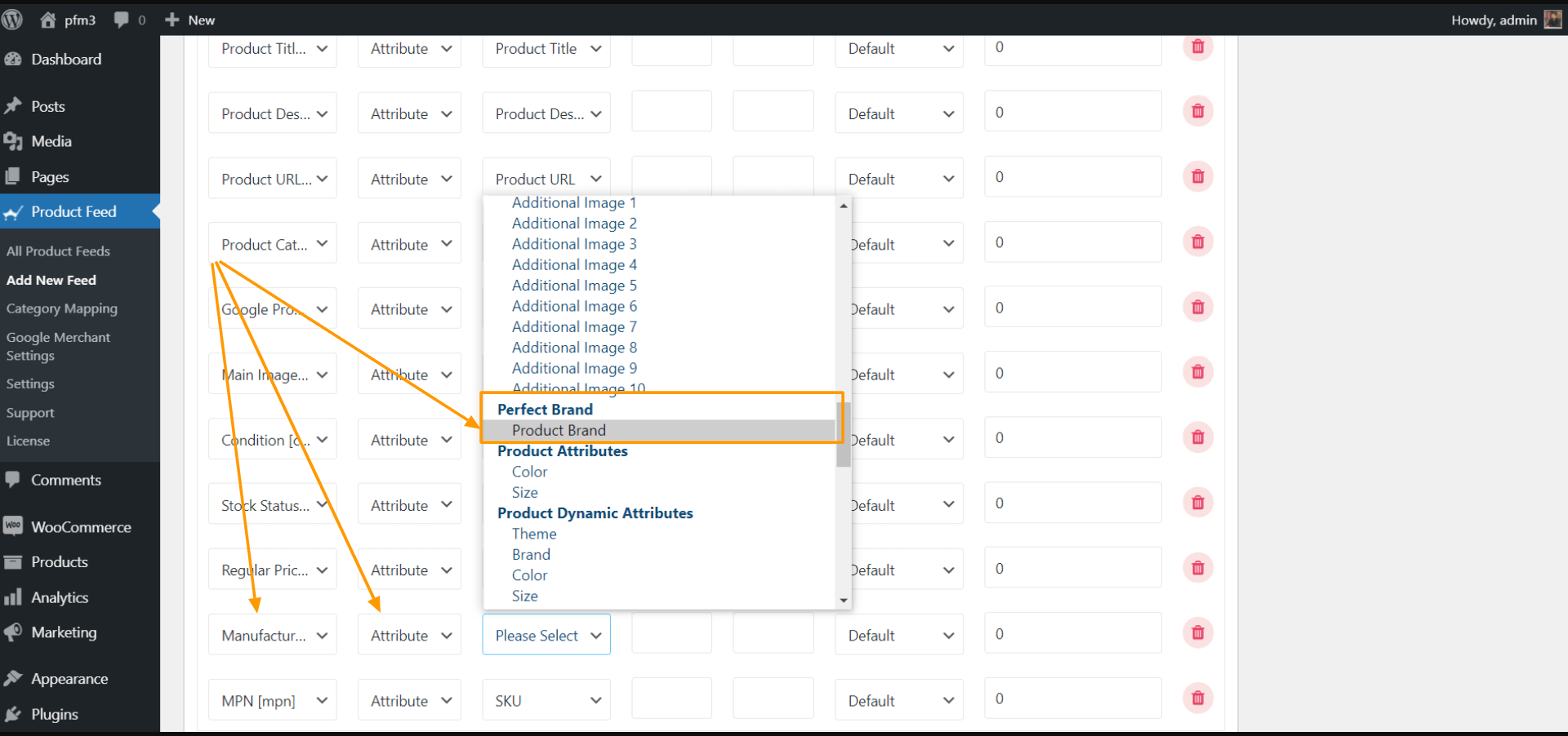 Product Feed Manager Perfect Brand Attribute Value