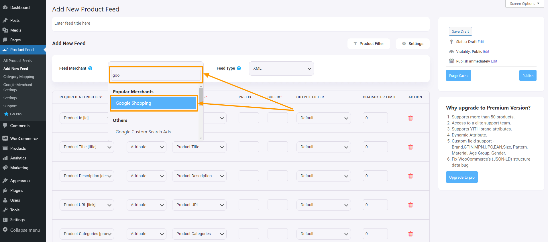 Merchant List Dropdown