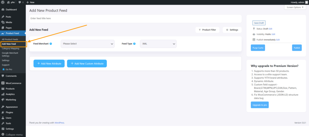 Product Feed Manager Nieuwe feed toevoegen