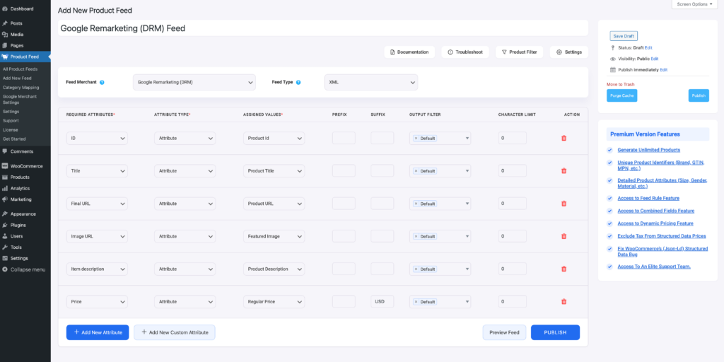 How to create a WooCommerce product feed for Google Remarketing (DRM) 1