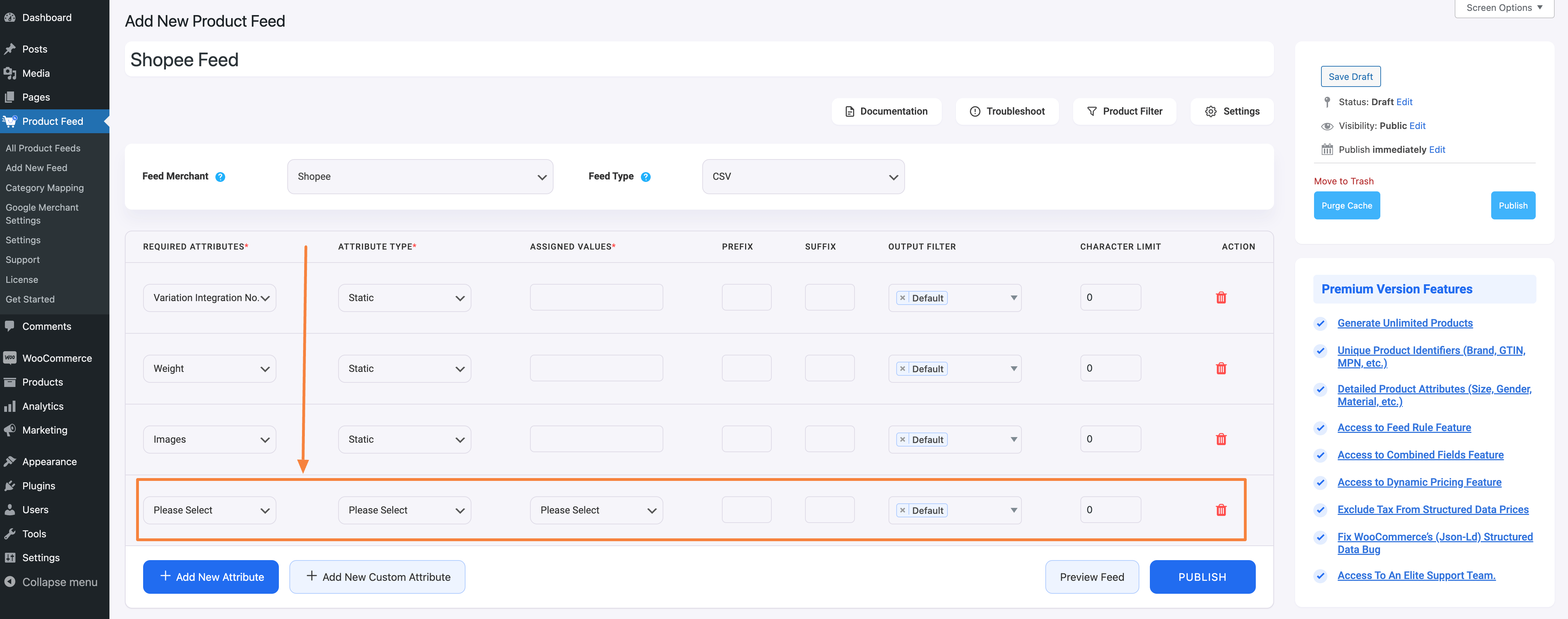 Product Feed Manager New Pre-Made Attribute