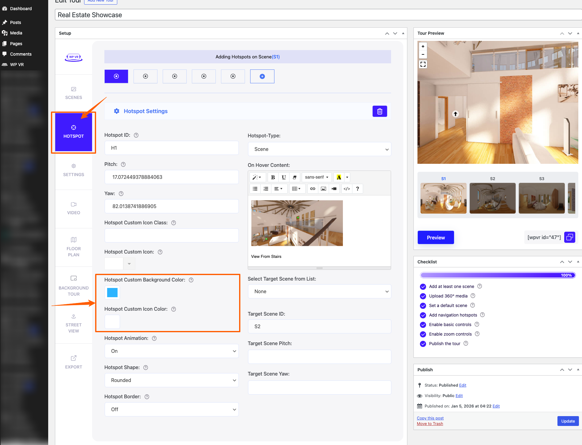 How To Set Individual Hotspot Icon Color and Animation In Panorama Images 1
