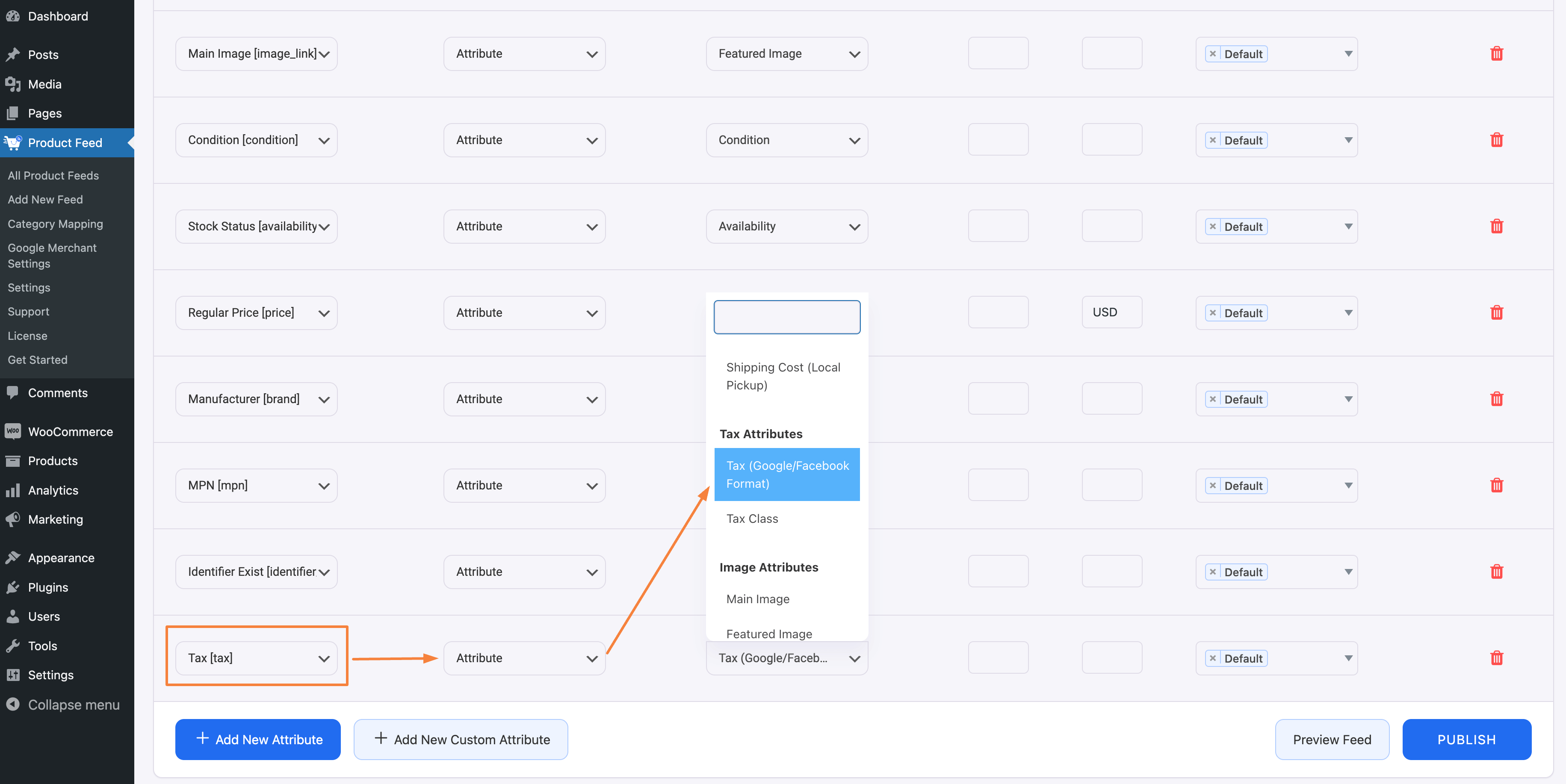Google Shipping Tax Attribute