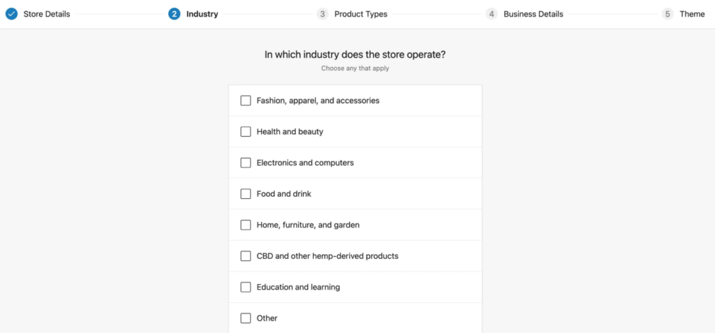 woocommerce industry details