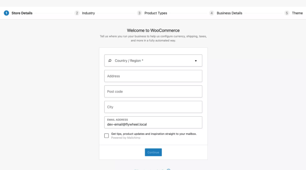 setup WooCommerce store details