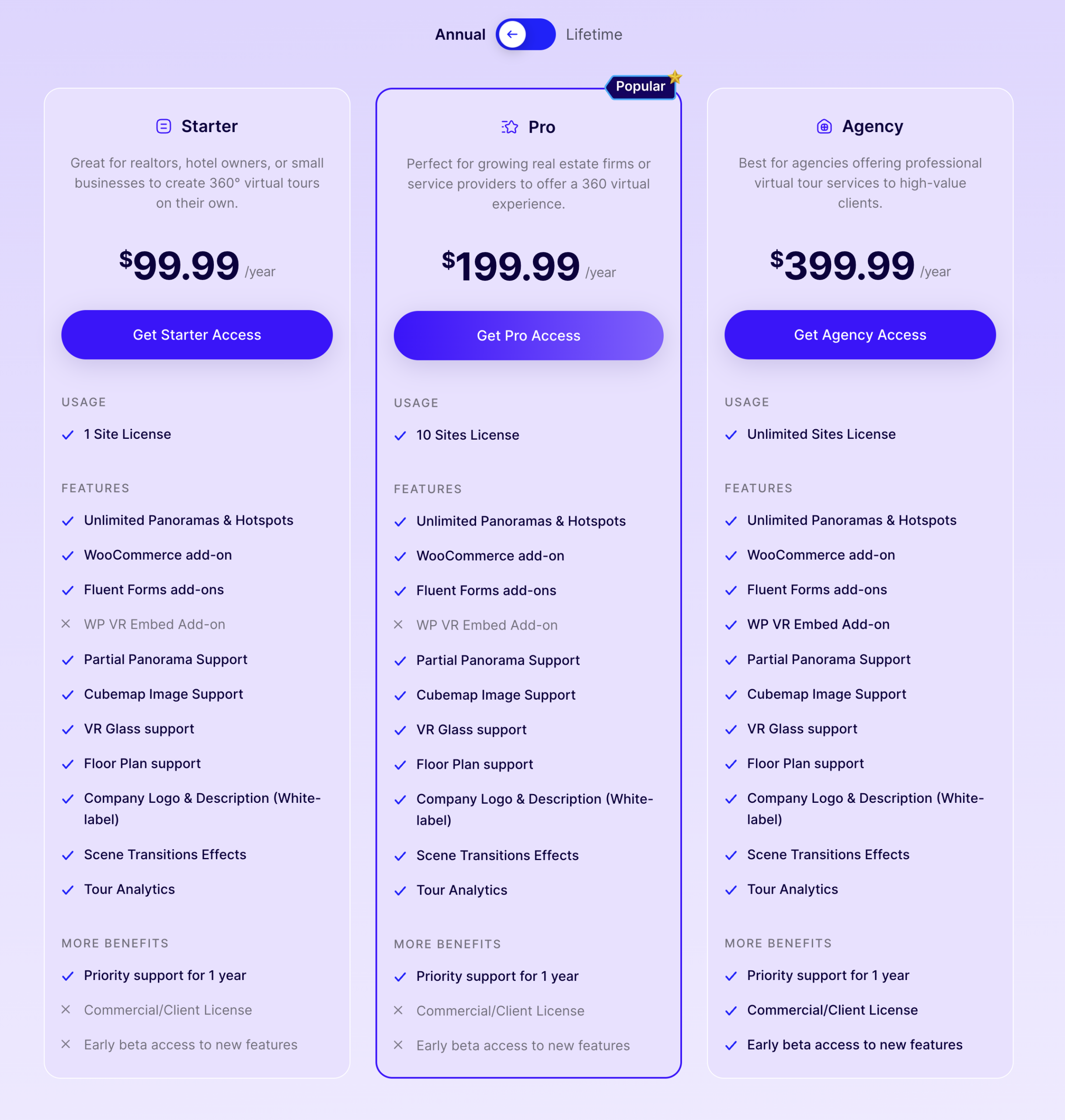 WPVR Tool Pricing for Airbnb Virtual Tour