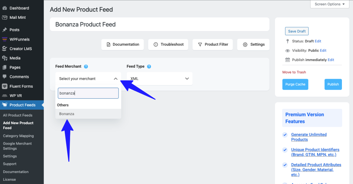 Select Merchent for Bonanza Marketplace