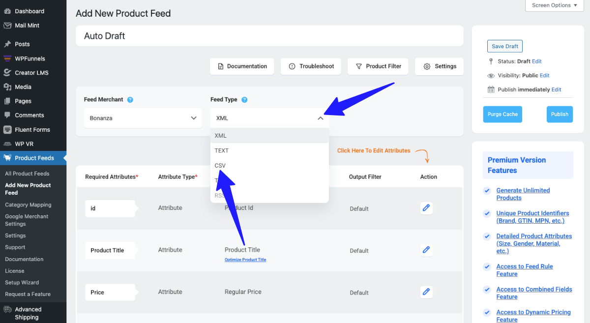 Feed Type for Bonanza Marketplace