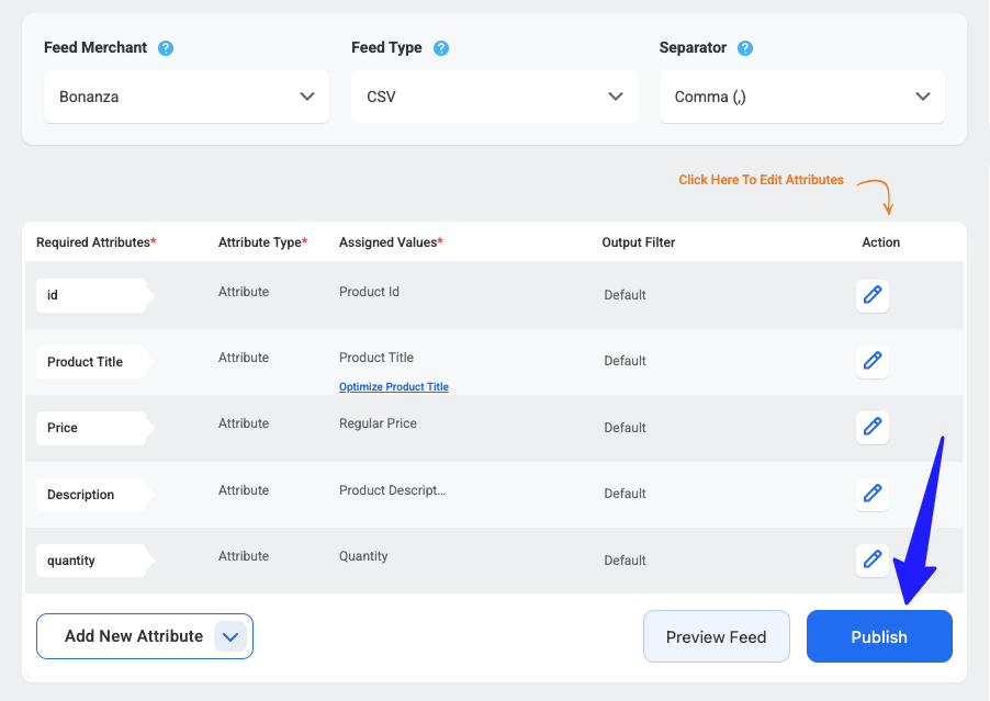 Publish Feed for Bonanza Marketplace