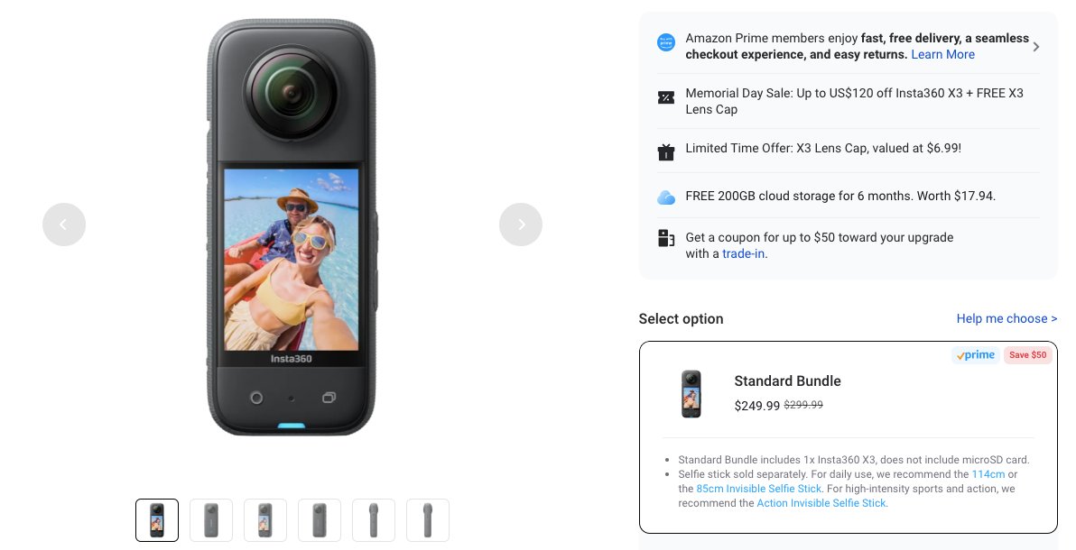 INSTA 360 X3 Panoramic Camera pricing for real estate