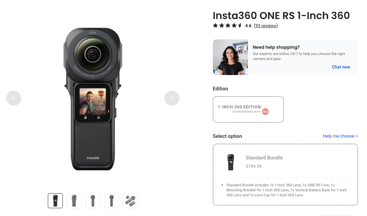 INSTA360 ONE RS 1-Inch Panoramic Camera Pricing for real estate