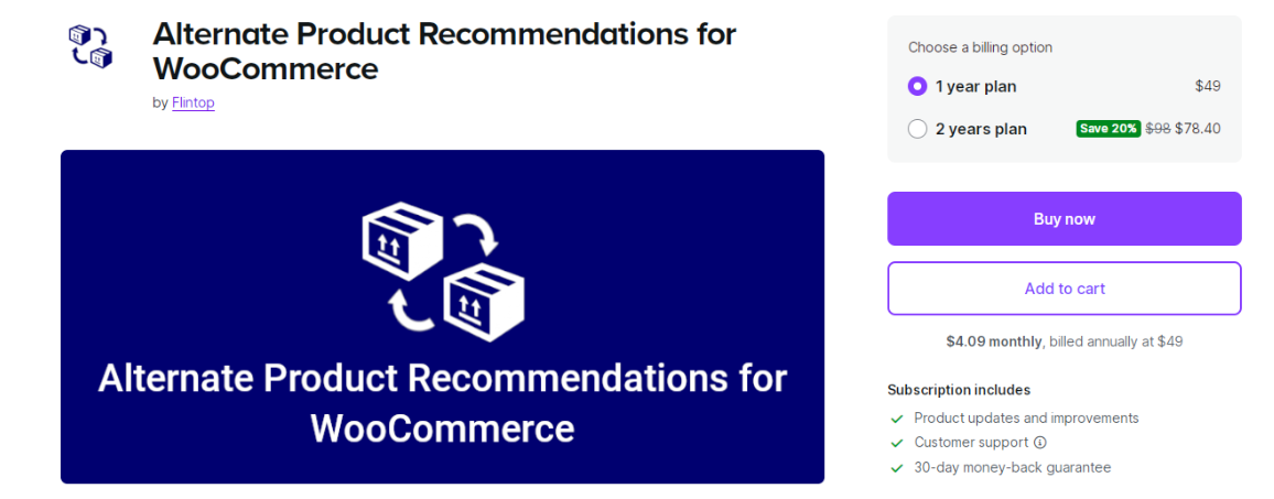 Alternate Product Recommendations for WooCommerce