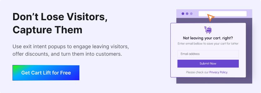 Exit Intent Popup - Get Cart Lift for Free