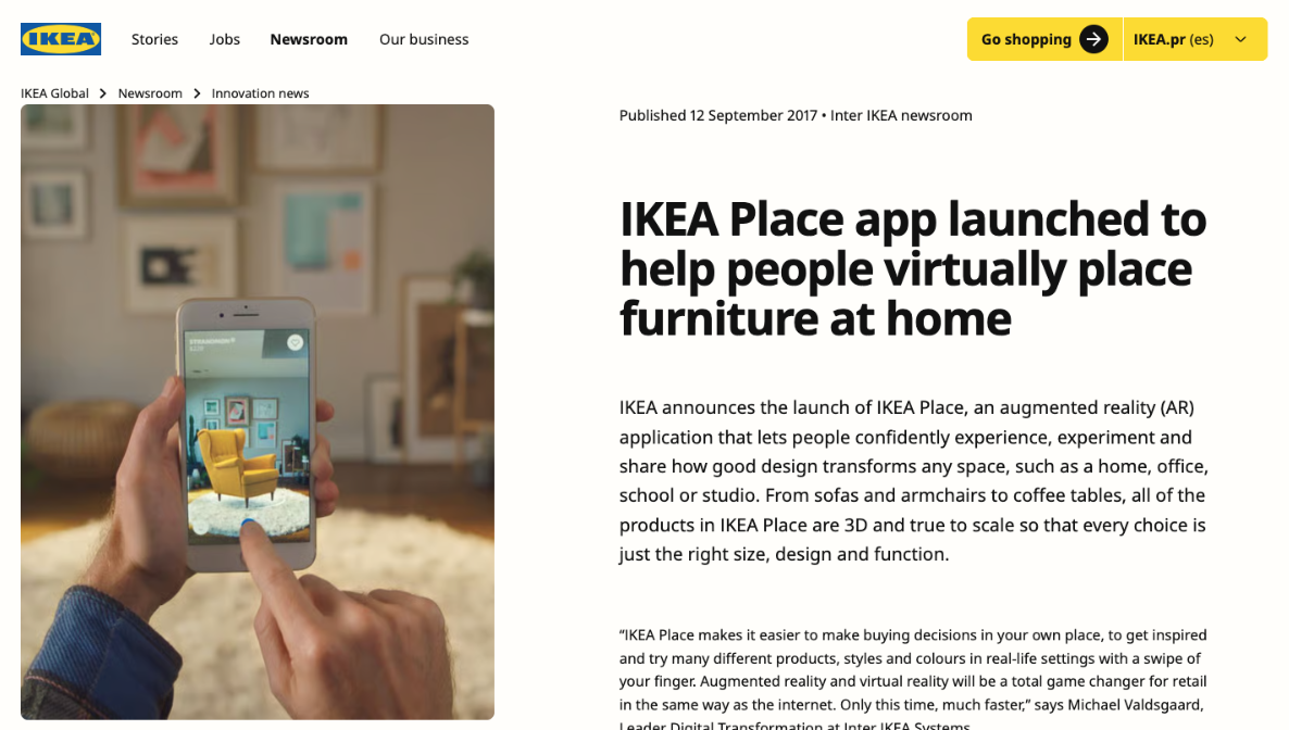 IKEA Place App - Augmented Reality Example