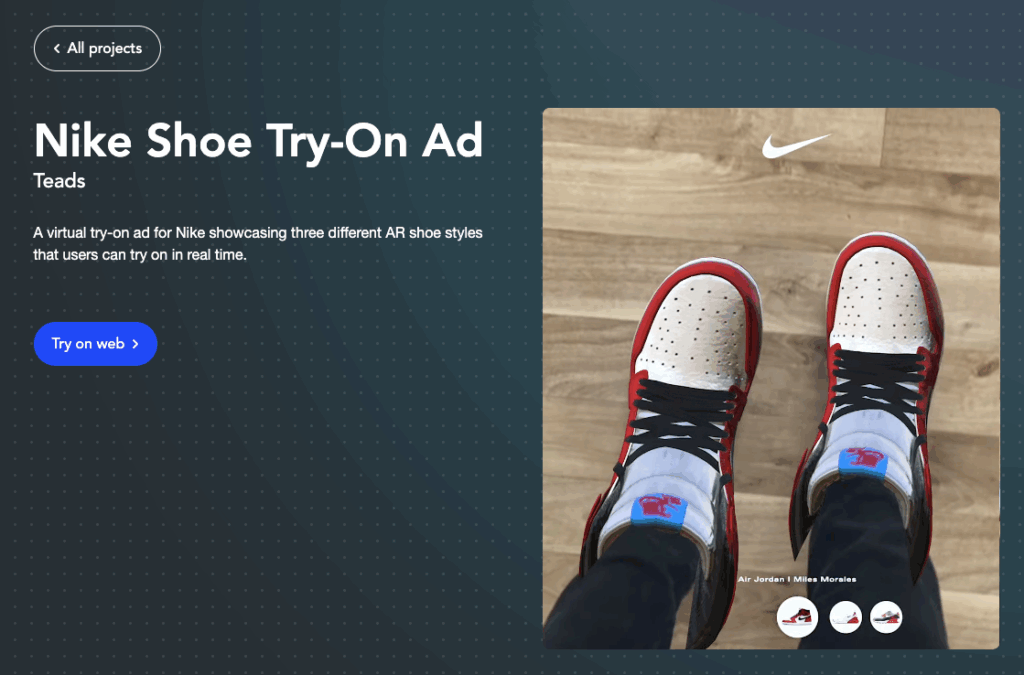 Nike Virtual Try-On - Augmented Reality Examples