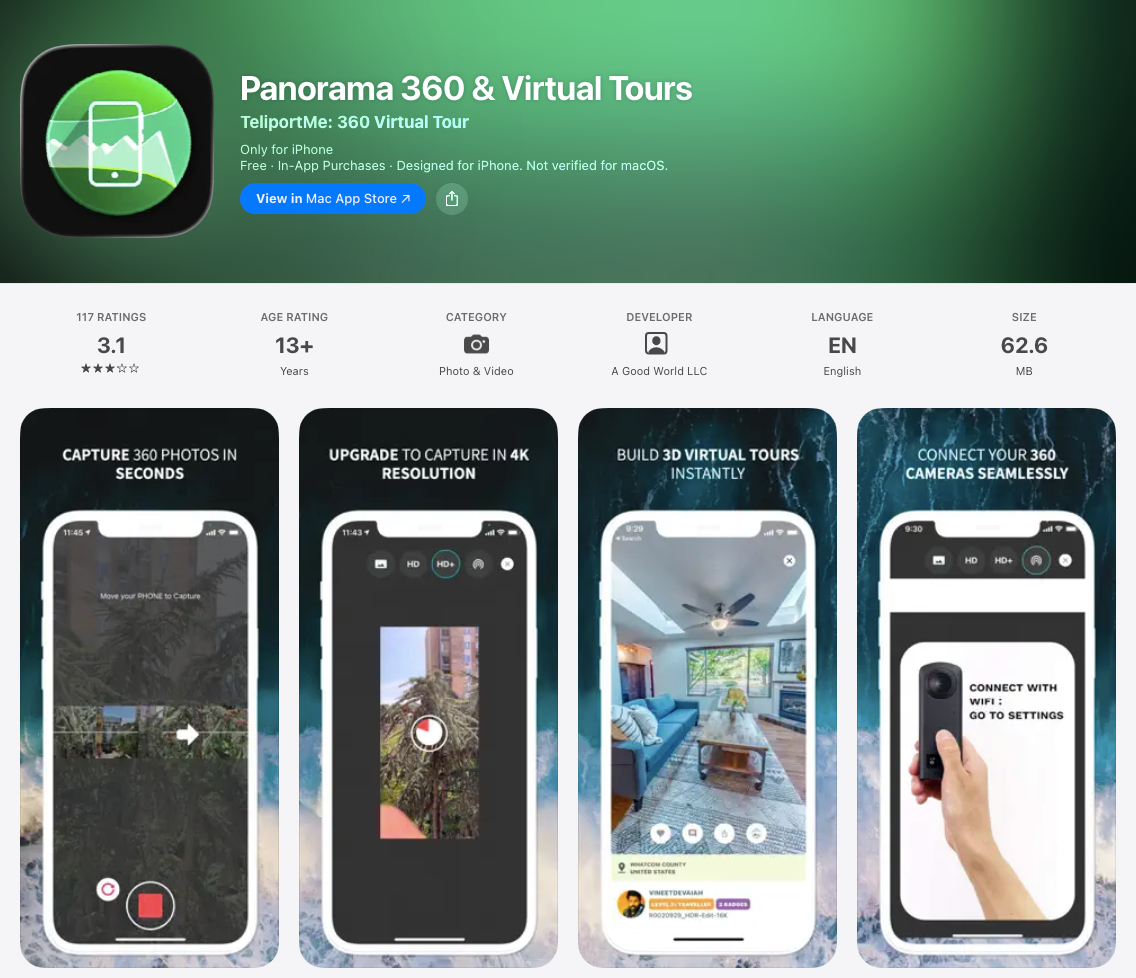 Panorama 360 & Virtual Tours - Best Panoramic Camera App for iPhone